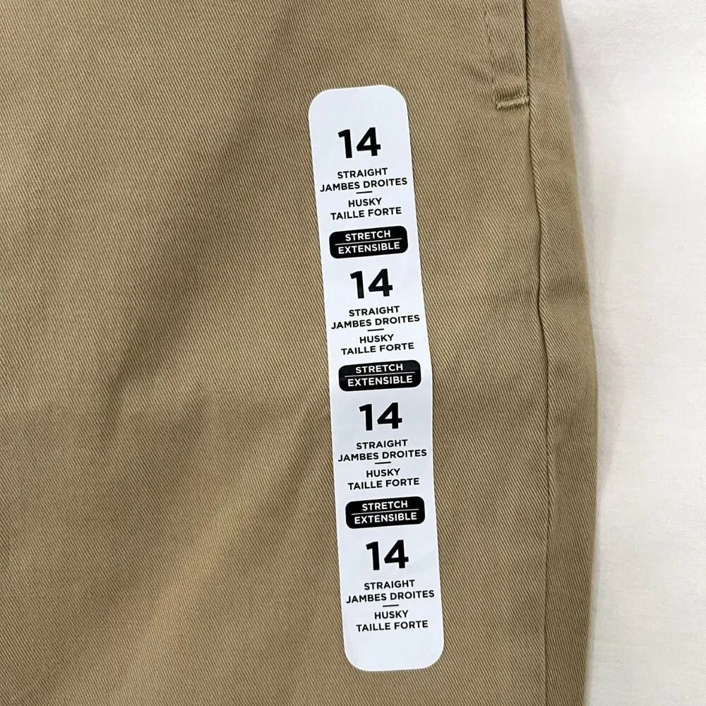 NWT The Children's Place Boys Uniform Stretch Straight Chino Pants - tan Size 14